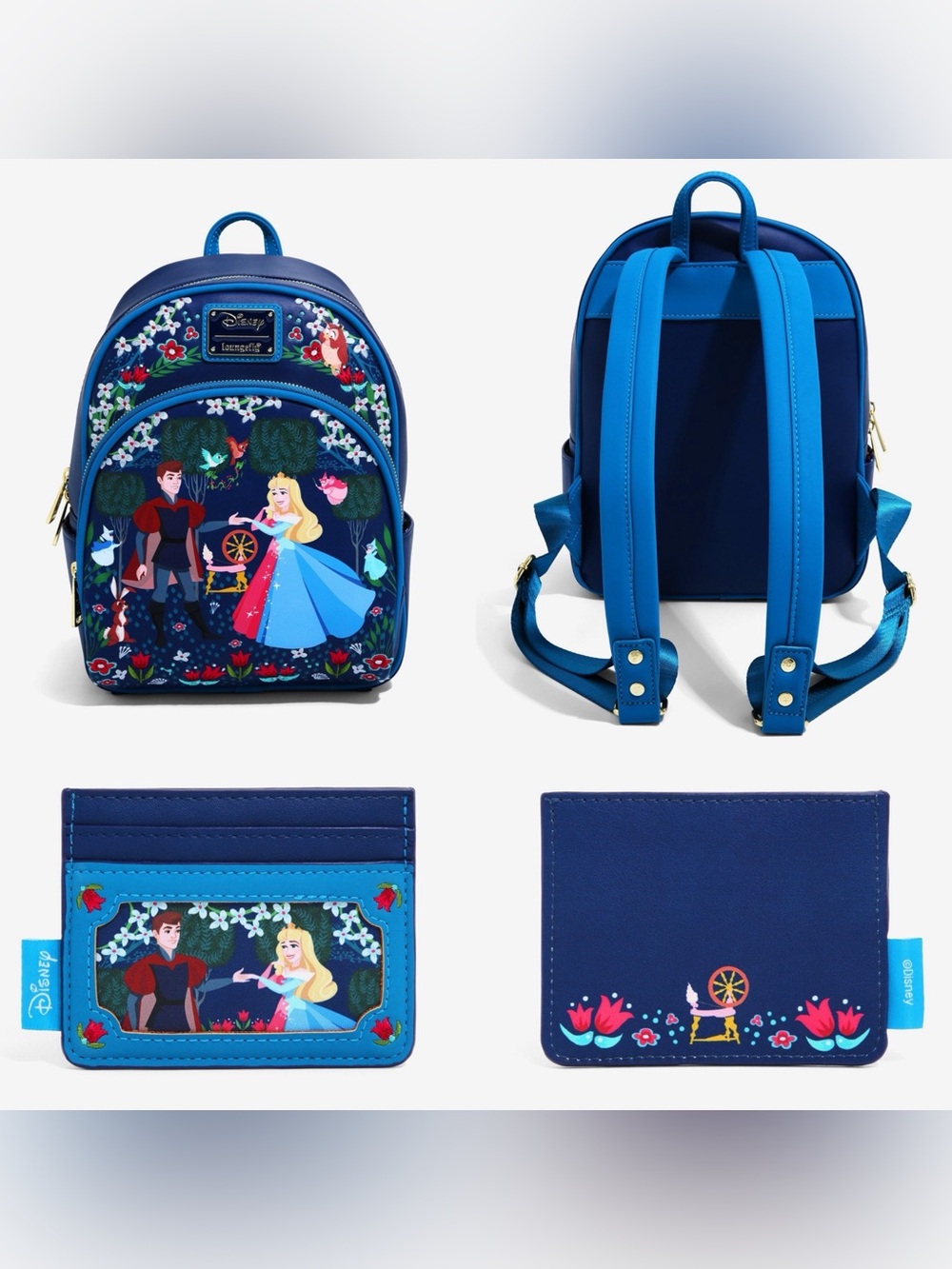 Loungefly Disney Sleeping Beauty Floral Backpack+wallet SET